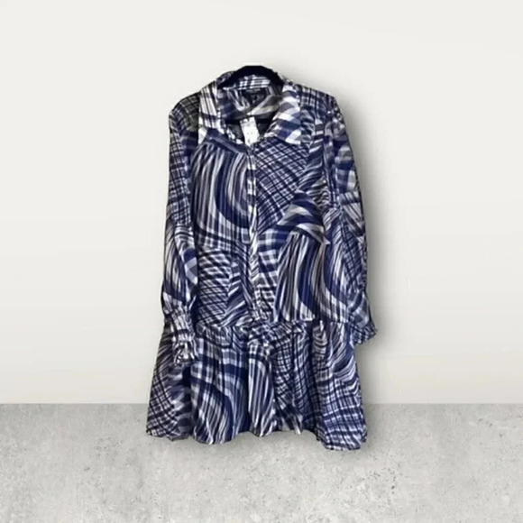 Arna York blue white dress sheer cover over camisole dress various plus size NWT - Picture 9 of 12